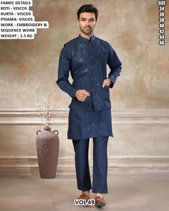 Kurta Tradicional Largo Hasta el Suelo de Viscosa Royal Lucknow para Hombre - Product Image 1