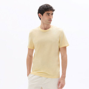 T-shirt en jersey de coton violet clair pour homme, col rond, manches courtes, coupe classique, décontracté, uni, coupe classique, col rond, 100% coton - Product Image 6