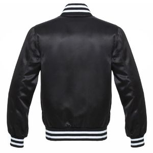 เสื้อแจ็คเก็ตเบสบอลแบบ Varsity สีน้ำเงินรอยัล ผ้าซาติน แต่งขอบสีขาว สำหรับผู้ชาย แบบสั่งทำพิเศษ แห้งเร็ว ผลิตจากโพลีเอสเตอร์ 100%  แบบ Letterman - Product Image 2