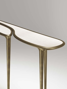 Hot <b>Sale</b> Brass Console <b>Table</b> Storage Glass Top Luxury Brass Detalis Premium Dark Bronze Finish High-End Minimalist Hallway - Product Image 2