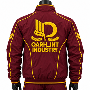 OARH_INT INDUSTRY Veste coupe-vent pour homme de couleur marron, qualité supérieure, fermeture éclair, logo brodé, style sportif d'automne - Product Image 2