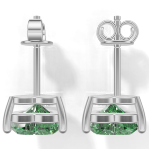 Heerani Jewels Emerald 925 Sterling <b>Silver</b> IGI Certified Trendy <b>Heart</b> Shape Stud Claw Setting <b>Silver</b> Plated Unisex <b>Earrings</b> - Product Image 5