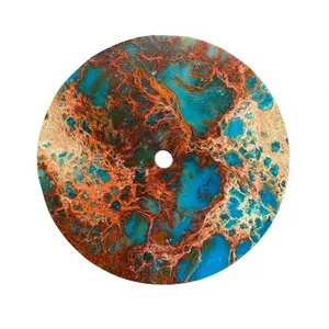 Cadran de montre en jaspe bleu sédimentaire K Gems 31,50x0,60mm, pierre précieuse polie sur une face avec trou central de 2mm, composant de montre de luxe personnalisé - Product Image 1
