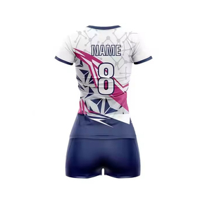 Ensemble d'uniformes de volley-ball personnalisés à manches courtes, taille plus, unisexe, avec sublimation et logo frontal - Product Image 3