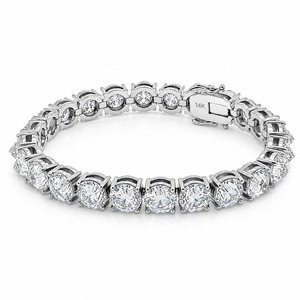กำไลข้อมือเพชรทรงกลมเจียระไนแบบบริลเลียนท์ทองคำแท้ 14K สำหรับผู้หญิง ได้รับการรับรองจาก GIA สี D เพชรแล็บ คลาสสิก เหมาะสำหรับงานแต่งงาน - Product Image 5