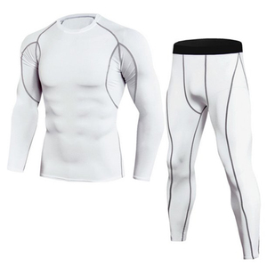 Men's Black Full <b>Sleeve</b> Compression Set Crew Neck <b>Long</b> <b>Sleeve</b> <b>Top</b> And Full Length Pants Quick Dry Breathable Sporty Fit - Product Image 3