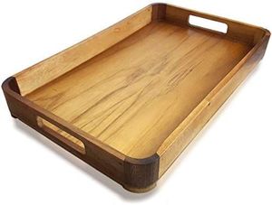 Bandeja Rectangular de Madera de Mango de Alta Calidad, Moderna, Ecológica, Apta para Lavavajillas, con Asas, para Uso en la Cocina - Product Image 3