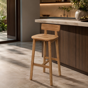 Silla Alta Minimalista de Madera de Teca Sólida Secada al Horno, Sostenible, para Mayoristas, Importadores y Minoristas de Muebles SVLK Indonesia - Product Image 1