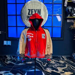 เสื้อฮู้ดดี้และเสื้อสเวตเชิ้ตทรงโอเวอร์ไซส์ผ้าฝ้ายเฟรนช์เทอร์รี่ 100% สไตล์สตรีทแวร์ พิมพ์ลายเสือดาวแบบสองลาย - Product Image 1