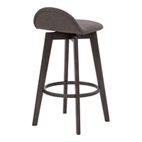 Taburete de Bar Moderno con Estructura de Madera Alta y Asiento Acolchado de Tela con Respaldo Bajo para Dormitorio, Hotel o Comedor