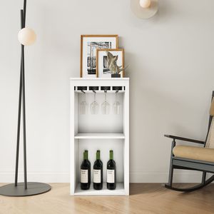 Mobile Bar Modulare per Vini in Colore Bianco con Ripiani e Vetrina per Sala da Pranzo - Product Image 2
