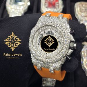 นาฬิกาข้อมือผู้ชาย Pahal Jewels รุ่นหรูหรา ทรงแปดเหลี่ยม ควอตซ์ ประดับเพชรที่ขอบตัวเรือน สายหนัง อะนาล็อก โครโนกราฟ ขนาด 43 มม. ตัวเรือนสแตนเลสสตีล - Product Image 4
