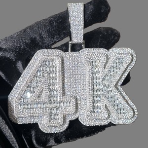 จี้เพชร VVS Clarity Brilliant Cut แบบสั่งทำพิเศษ เงินแท้ 925 ประดับตัวอักษรและตัวเลข ฝังเพชรเต็มชิ้น ดีไซน์สวยหรู พร้อมเพชร VVS Moissanite - Product Image 4