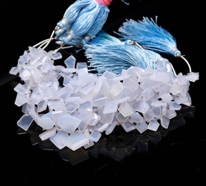 Cuentas de Calcedonia Azul Facetadas en Forma de Rodaja, Cuentas de Piedras Preciosas para la Fabricación de Joyas, Cuentas de Calcedonia Azul Diamante de Lujo 7x6-15x12MM al por Mayor - Product Image 3