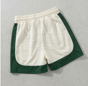 Shorts de sport pour hommes en toile 100 % coton, respirants et à séchage rapide, avec taille élastique, taille mi-haute et logo avant - Product Image 3