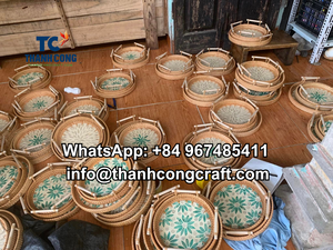 ถาดเสิร์ฟหวายทำมือรักษ์โลก ดีไซน์ชั้นเดียว ประดับมุกหรูหรา ปลอดภัยสำหรับอาหาร เหมาะสำหรับห้องรับประทานอาหาร ห้องนั่งเล่น และห้องน้ำ - Product Image 4