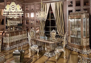 Juego de mesa de comedor moderno de madera maciza de estilo europeo Juego de mesa de comedor barroco moderno y elegante Juego de mesa de comedor tallado a mano moderno - Product Image 2