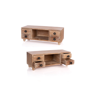 Coffre de rangement compact en bois à 4 tiroirs Solution multifonctionnelle à un niveau pour organiser de petits bijoux Mini boîte d'emballage - Product Image 5