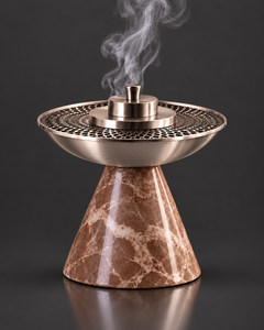 Quemador de incienso de resina de lujo con cono, cuenco árabe de acero inoxidable y soporte moderno para incienso Oud - Product Image 4