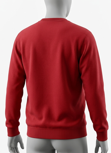 เสื้อสเวตเชิ้ตคอกลมสีแดงสำหรับผู้ชาย ทรงปกติ ผ้าถัก สีพื้น สไตล์ลำลอง - Product Image 2