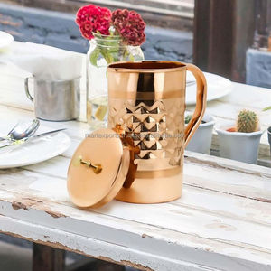 Pure <b>Copper</b> Reusable Tumbler Hammered Finish Sturdy Handle for Healthy Drinking Classic Design Elegant Dining <b>Table</b> Presentation - Product Image 4