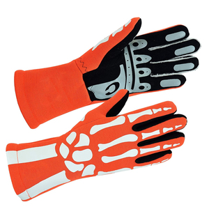 Gants de course à doigts entiers avec logo personnalisé orange, imprimé squelette, paume antidérapante, unisexe, utilisation en extérieur, matériau polyester et nylon - Product Image 6