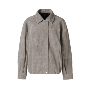 Blouson en cuir de moto pour femme, col montant, 100 % coton, en peau de mouton véritable, coupe ample, personnalisable, collection hiver, vente chaude - Product Image 3