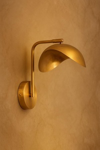 Handcrafted Brass Art Deco Round <b>Wall</b> <b>Sconce</b> | Two-<b>Light</b> <b>Wall</b> Lamp for Home Office | Vintage Designer Lighting KULSOOM - Product Image 5