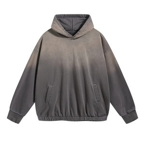 Sudadera con capucha oversize para hombre con bordado, para parejas, con bolsillo, estilo urbano de invierno, forro polar de 280 g/m², lavado ácido, efecto desgastado por el sol, con cremallera, ecológica y transpirable - Product Image 3