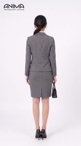 Traje Gris Minimalista de Lana Elástica ANIMA para Mujer, Repelente al Agua, Transpirable, para Reuniones Ejecutivas, Estilo Global - Product Image 3
