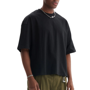 T-shirt à col rond pour homme, manches courtes, coupe classique, mélange de spandex/coton, respirant, écologique, anti-plis, streetwear décontracté, 220g - Product Image 5