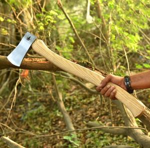 Hacha de tala de 28 pulgadas, hecha a mano, forjada, mango de madera de fresno, cubierta de cuero personalizable para trabajos al aire libre - Product Image 5