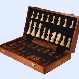 Jeu d'échecs rustique écologique poli, 100 % bois pur fait main, style animalier/amoureux, taille personnalisée, nouveau - Product Image 4