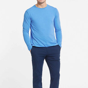 Cotton Polyester T-<b>shirts</b> Wholesale Men T-<b>Shirt</b> Eco Friendly T-<b>Shirt</b> For Men's Full Sleeve Crew Neck Sky Blue <b>Colour</b> - Product Image 3