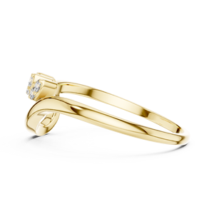 Anillo minimalista avant-garde con diamante de corte redondo para mujer, banda a juego de oro macizo de 14k, ideal para regalo, compromiso, aniversario, boda. - Product Image 3