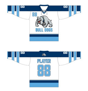 Maillot de hockey sur glace professionnel personnalisé à col en V, imprimé, respirant, à séchage rapide, en tissu antibactérien avec blocs de couleur - Product Image 5
