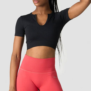 Camiseta Deportiva de Manga Corta para Mujer, Diseño Personalizado con Cuello en V, Corte Ajustado, para Running, Fitness, Yoga - Product Image 3