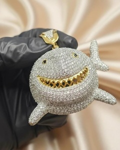 จี้รูปฉลามประดับเพชรโมอิสซาไนต์ VVS แบบ Iced-Out ชุบทองสองสี เงินแท้ 925 สไตล์หรูหรา ฮิปฮอป บลิงค์ แฟชั่นสำหรับงานปาร์ตี้ - Product Image 5