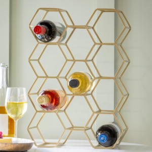 Porte-bouteille à vin minimaliste en métal, support de table ouvert contemporain - Product Image 5