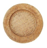 Assiette rustique en rotin, artisanale du Vietnam, assiette de présentation ronde, plateau de service, décoration de table en rotin naturel tissé, 33 cm