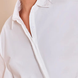 Camisa Clásica de Manga Larga para Mujer, Cuello Camisero, Color Sólido, Corte Regular, Blusa de Popelina de Algodón para Todas las Temporadas - Product Image 3