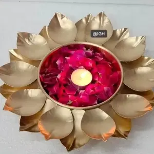 Lotus Flower Design Rangoli Urli Bowl For Diwali (Pack of 1) Festive Home Decor, Diwali Tea Party Decor Wedding/Diwali Gift