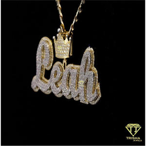 Luxury <b>Custom</b> Double Layer Letter Pendant Personalized <b>Name</b> <b>Necklace</b> Hip Hop Jewelry with Moissanite 925 Silver - Product Image 2