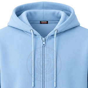 High Quality Fraternity Greek Collection IND Sorority Phi Light <b>Blue</b> Cotton <b>Fleece</b> Zip Up Hoodie <b>Women</b> Embossed Logo Sweatshirts - Product Image 3