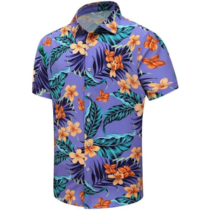 Camisa Hawaiana Personalizada con Estampado Floral para Hombre, Camisa Hawaiana Informal con Estampado de Flores Púrpuras - Product Image 1
