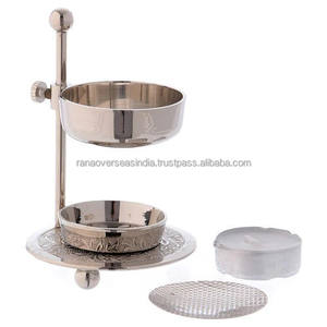 Brûleur d'encens en bois d'agar, saison estivale, laiton plaqué argent, avec senteur de bois de santal et de jasmin, brûleur aromatique indien fait main - Product Image 3