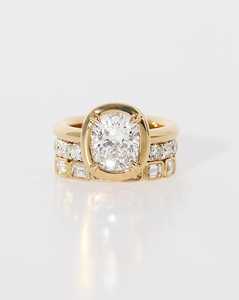 3 Carat Cushion Lab Grown <b>Diamond</b> Solitaire Engagement <b>Ring</b> Puffy Bezel Set Modern Anniversary Fine Jewelry Custom 14K 18k Gold - Product Image 5