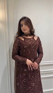 Ensemble Kurti en dentelle indienne et pakistanaise pour femmes, avec dupatta en maille brodée, tenue formelle pour soirée, Salwar Kameez - Product Image 5