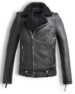 เสื้อแจ็คเก็ตหนังแท้สำหรับขี่มอเตอร์ไซค์แบบมีเกราะป้องกัน  คอปกขนสัตว์ ได้รับมาตรฐาน CE  แผ่นเกราะถอดออกได้ ระบายอากาศ แห้งเร็ว  สำหรับทั้งชายและหญิง - Product Image 1