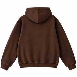 Sudadera con capucha unisex extragrande lavada, color marrón oscuro, tendencia de invierno 2026, sudadera de moda, 100% algodón polar - Product Image 2